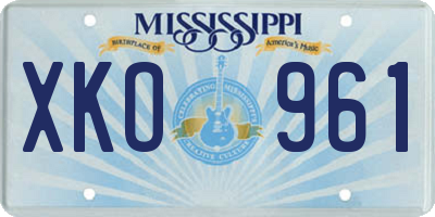 MS license plate XKO961