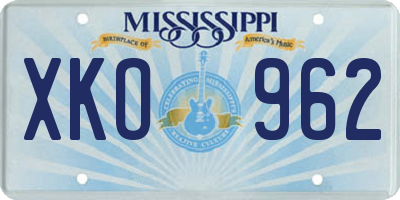 MS license plate XKO962