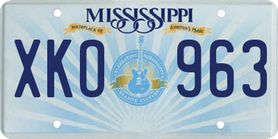 MS license plate XKO963