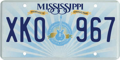 MS license plate XKO967