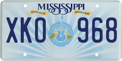 MS license plate XKO968