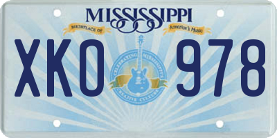 MS license plate XKO978