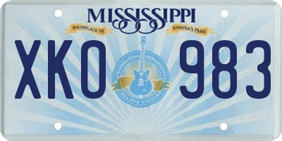 MS license plate XKO983