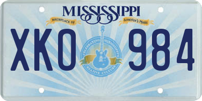 MS license plate XKO984