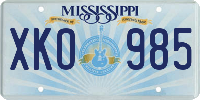 MS license plate XKO985