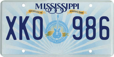 MS license plate XKO986