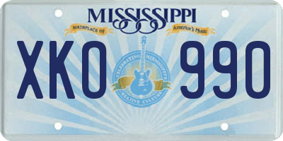 MS license plate XKO990