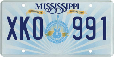 MS license plate XKO991