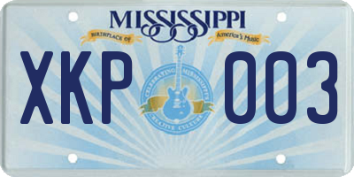 MS license plate XKP003