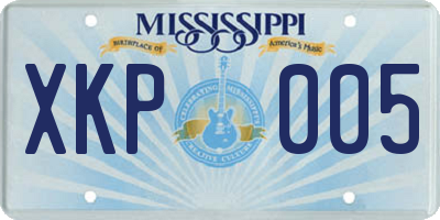 MS license plate XKP005