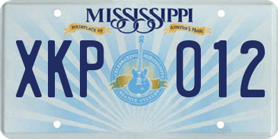 MS license plate XKP012