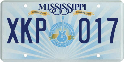 MS license plate XKP017
