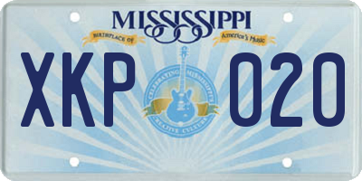 MS license plate XKP020