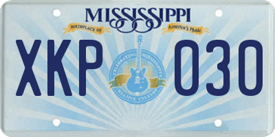 MS license plate XKP030