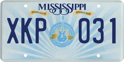 MS license plate XKP031