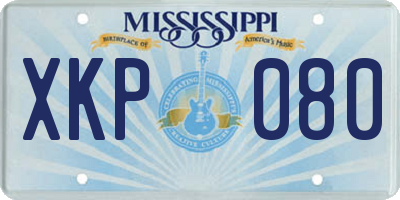 MS license plate XKP080