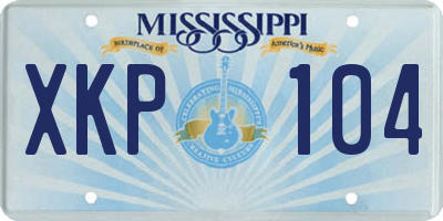 MS license plate XKP104