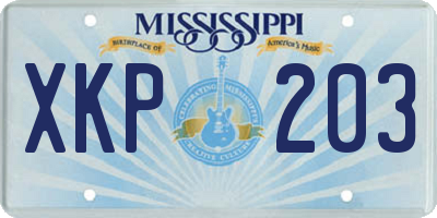 MS license plate XKP203