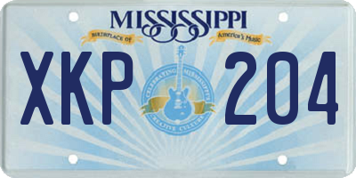 MS license plate XKP204