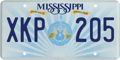 MS license plate XKP205