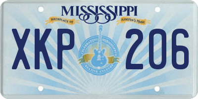 MS license plate XKP206