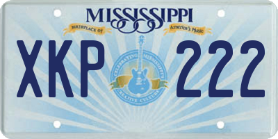 MS license plate XKP222