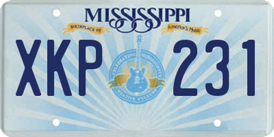 MS license plate XKP231