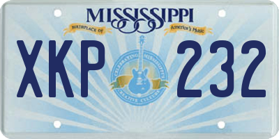 MS license plate XKP232