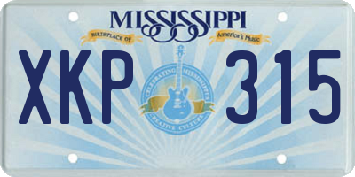 MS license plate XKP315