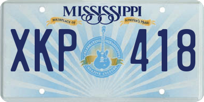 MS license plate XKP418