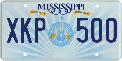 MS license plate XKP500