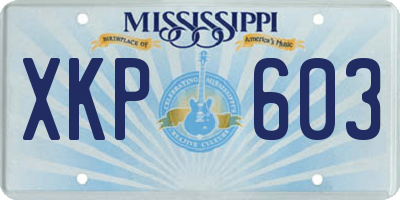 MS license plate XKP603