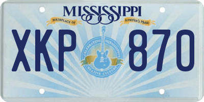 MS license plate XKP870