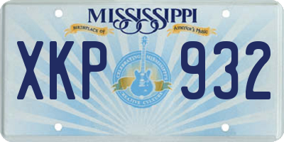 MS license plate XKP932