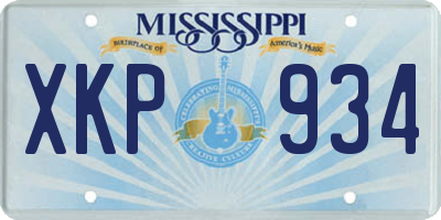 MS license plate XKP934