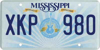 MS license plate XKP980