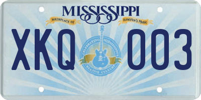 MS license plate XKQ003