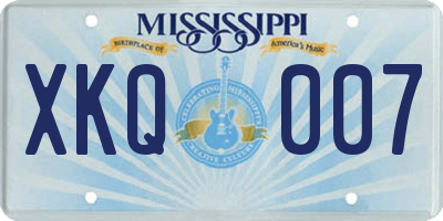 MS license plate XKQ007