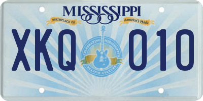 MS license plate XKQ010