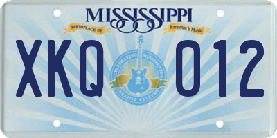 MS license plate XKQ012