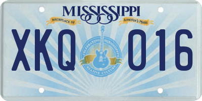 MS license plate XKQ016