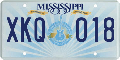 MS license plate XKQ018