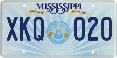 MS license plate XKQ020
