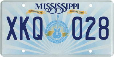 MS license plate XKQ028
