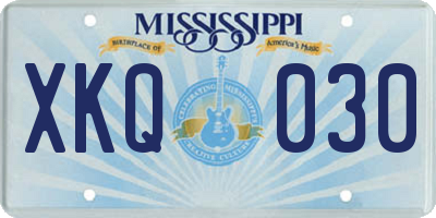 MS license plate XKQ030