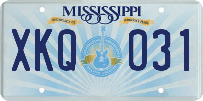 MS license plate XKQ031