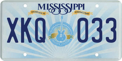 MS license plate XKQ033
