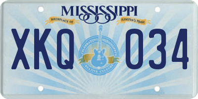 MS license plate XKQ034