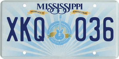 MS license plate XKQ036
