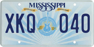 MS license plate XKQ040